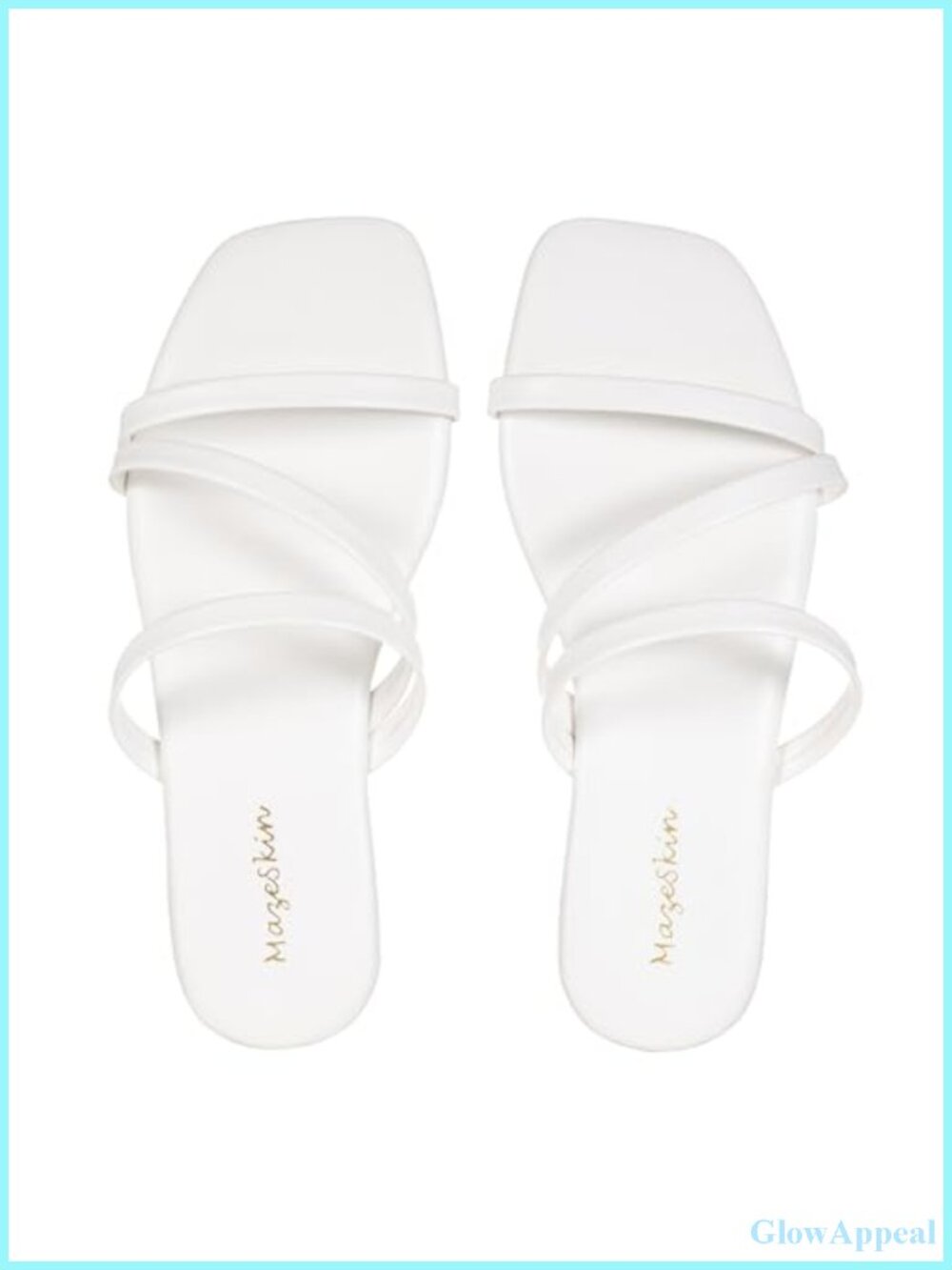 Memory Foam Strappy Flats Sandals Vegan Leather Square Toe Non-Slip Slip-On